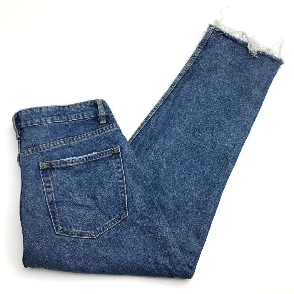 Denim & Co. Women's Jeans Straight Leg Button Fly Cotton Denim Size 8 length 26